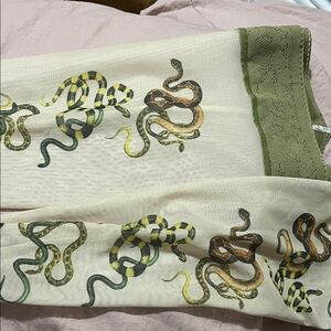 Snake Print Stockings with Green Trim